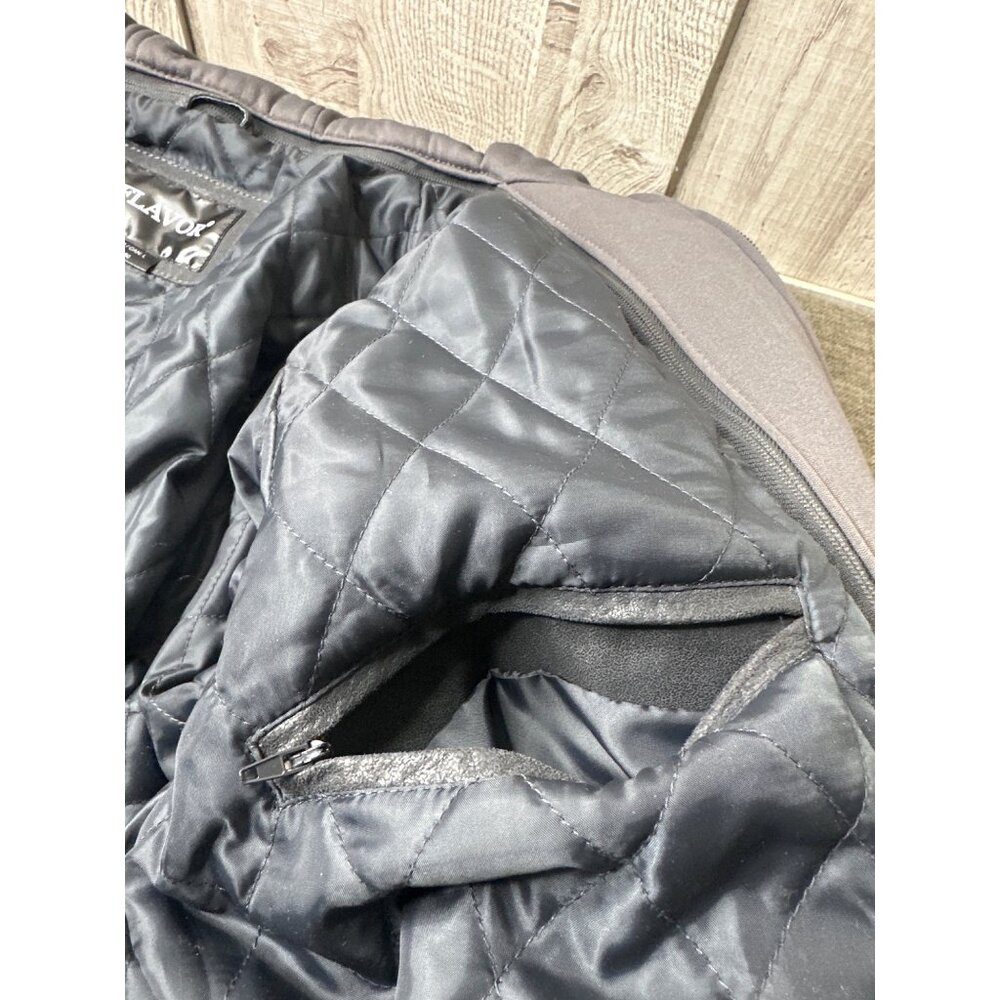 Mens Large Flavor Pigskin Leather Motorcycle Jacket Gray w/ Detachable Hood - Picture 8 of 10